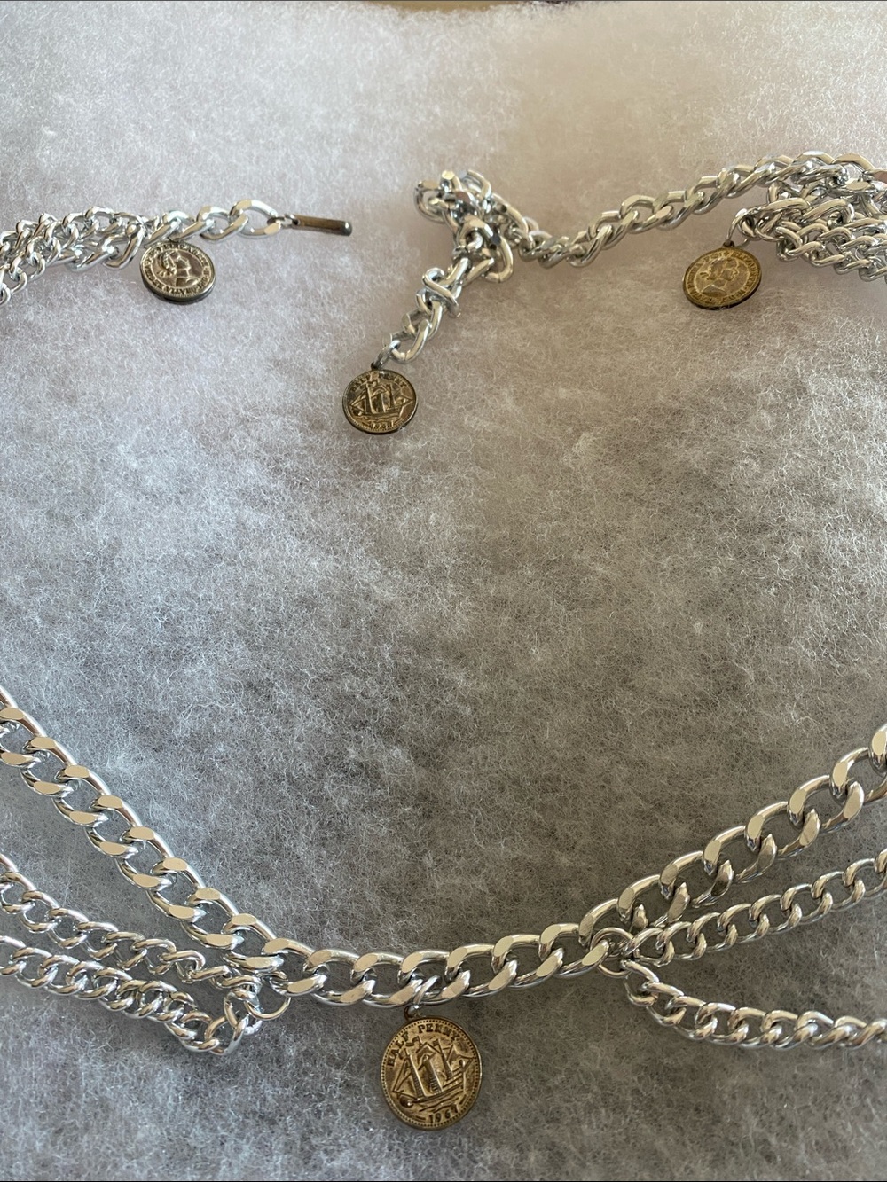 Silver-Tone Coin Charm Chain Belt - Women Jewelry
